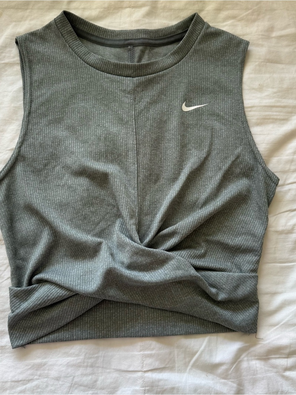 Nike Gray Ribbed Twist-Front Tank
